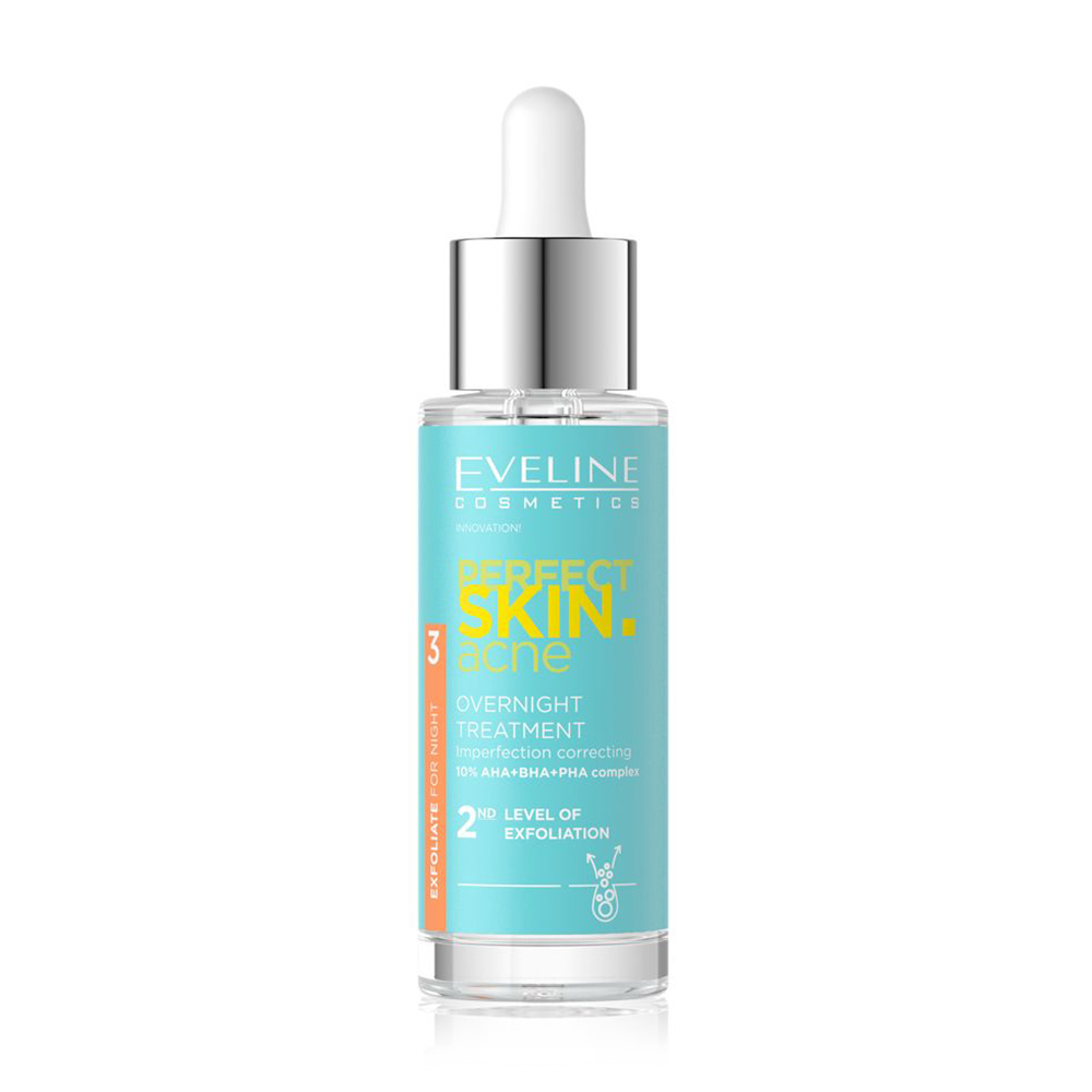 Нічна сироватка-терапія для обличчя Eveline Cosmetics Perfect Skin.acne з 10% комплексом кислот, 30 мл
